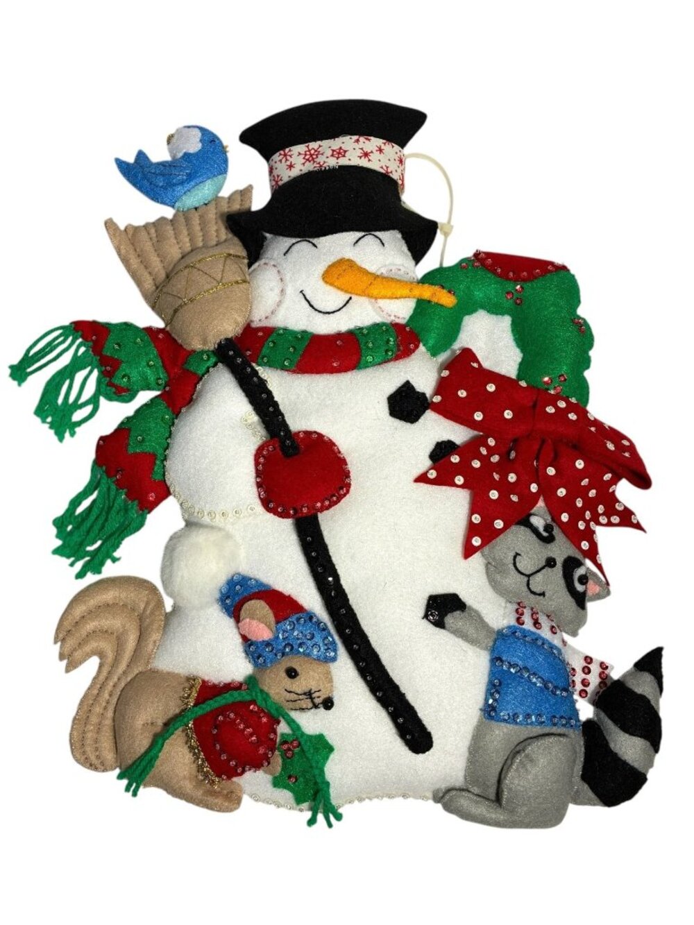Design Works Crafts Frosty Snowman Animals Felt Sequins Wall Door Hanging #5109